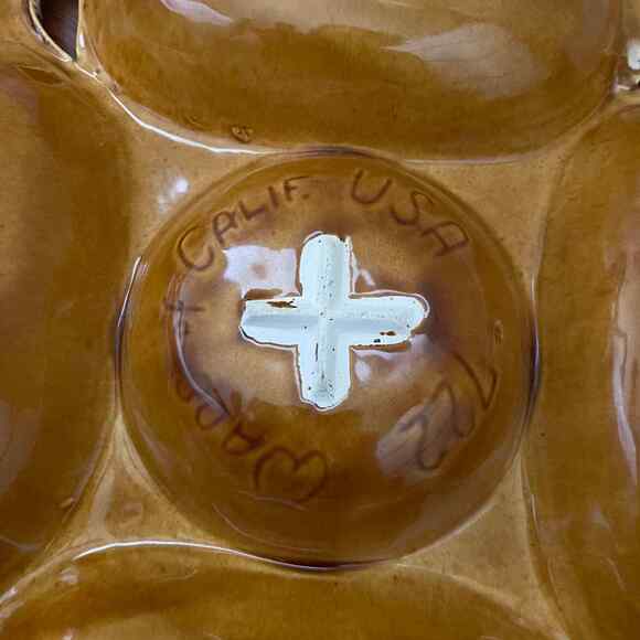 Wade of California Vintage Leaf Divided Serving Tray - Yellow Ceramic #722 1960s - Picture 6 of 6